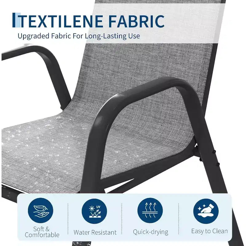 Sillas de patio, juego de 4/6 sillas de comedor apilables para exteriores, ligeras y resistentes a todo tipo de clima, de textileno, con reposabrazos, para jardín y zona de piscina