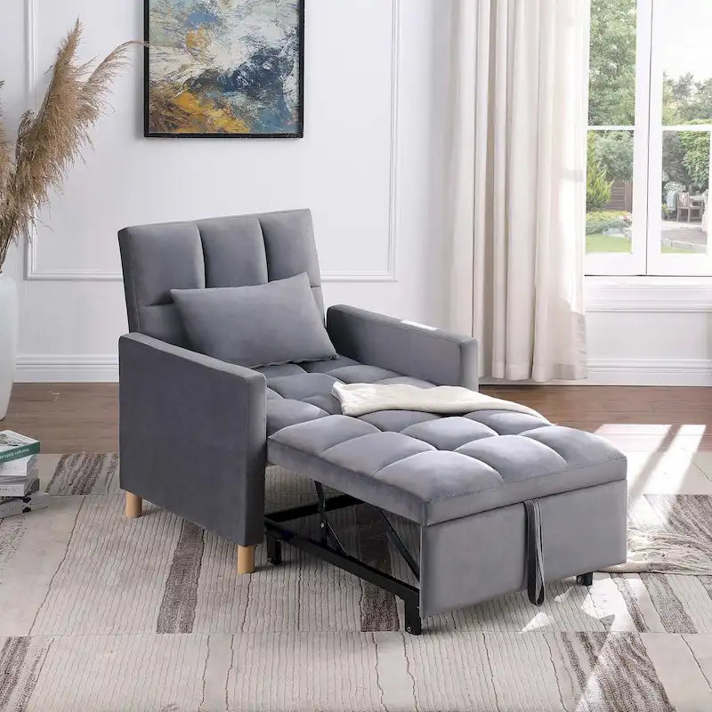 Poltrona letto trasformabile Aukfa, poltrona singola con cuscino