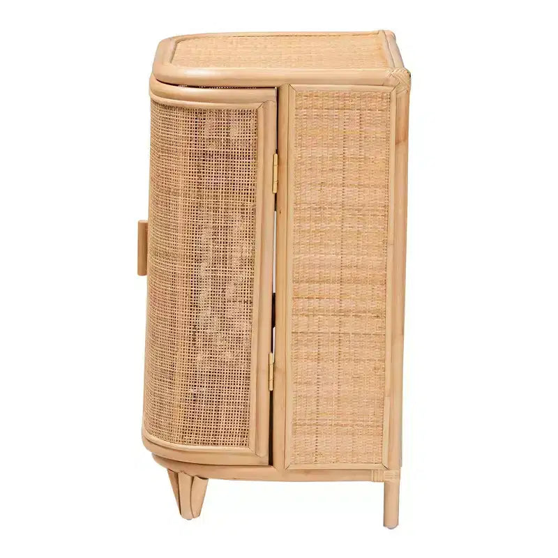 Mobile contenitore in rattan naturale bali & pari Yanka, naturale: lavorato a mano, 2 ripiani, design bohémien