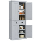Dispensa da cucina da 72 pollici, mobile tradizionale indipendente con 4 ante e 3 ripiani regolabili, ampio cassetto centrale