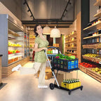 Carrelli pieghevoli per la spesa a 2 livelli, portata di 198 libbre, carrello portaspesa pieghevole e portatile con ruote e cassa rimovibile per centro commerciale e mercato, blu