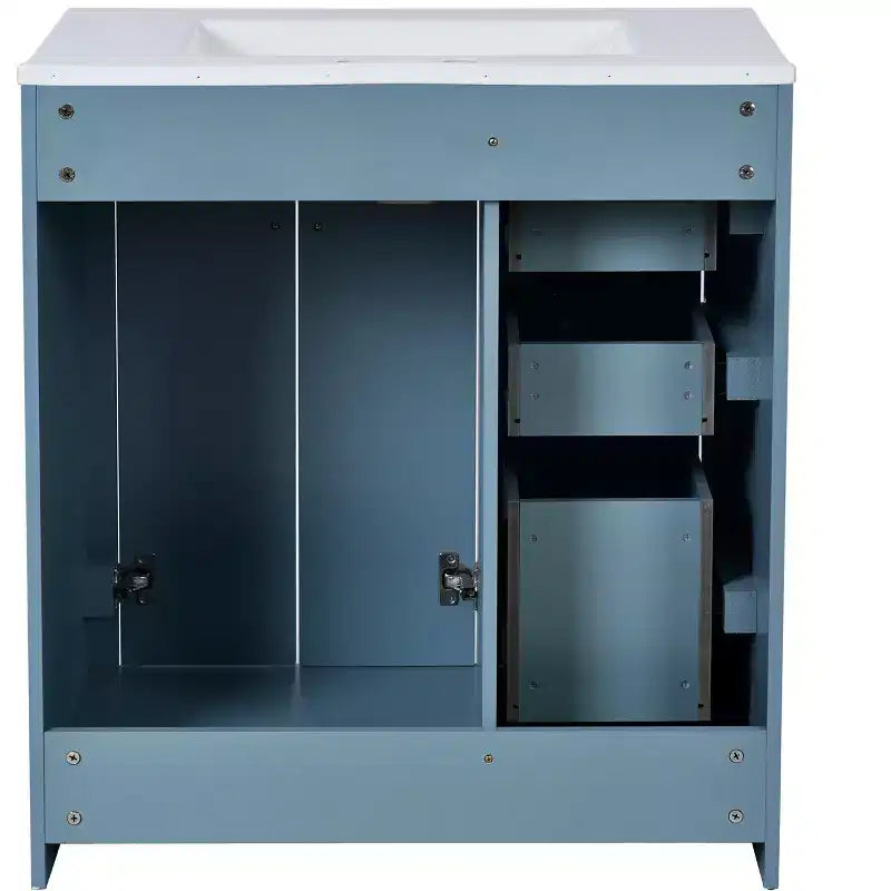 Meuble-lavabo de salle de bains de 30 po à lavabo simple, avec armoire et 3 tiroirs – noir / bleu / vert / indigo / blanc