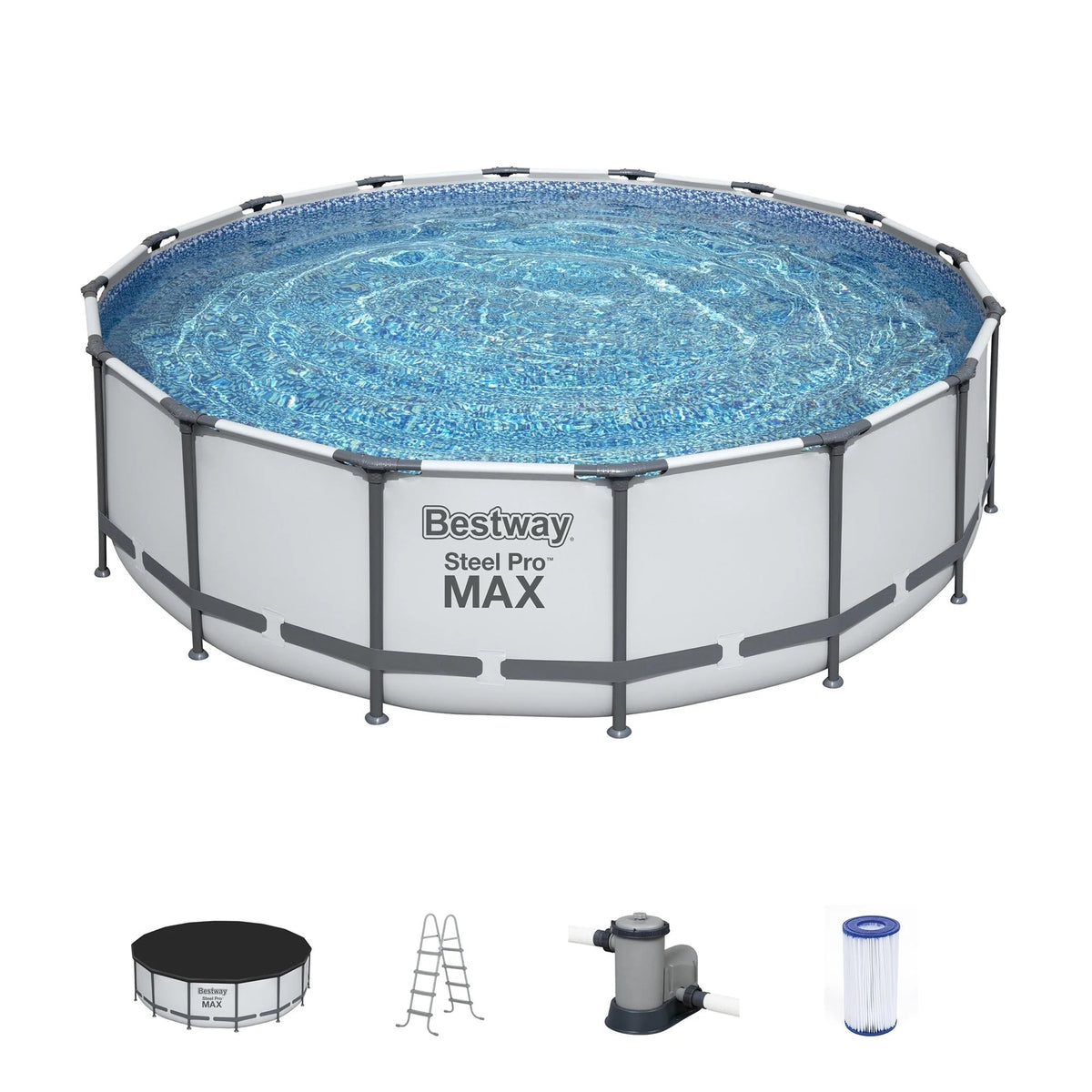 Piscina circolare fuori terra Bestway Steel Pro MAX in acciaio con pompa e copertura