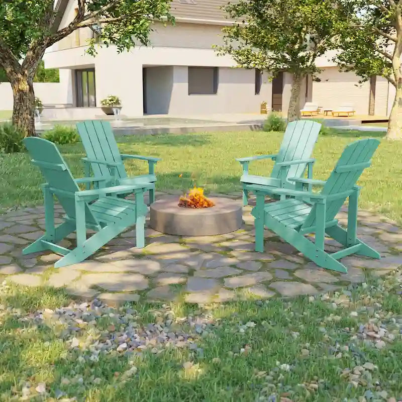 Bonosuki Set di 4 sedie Adirondack da esterno in legno resistente agli agenti atmosferici