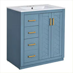 Meuble-lavabo de salle de bains de 30 po à lavabo simple, avec armoire et 3 tiroirs – noir / bleu / vert / indigo / blanc