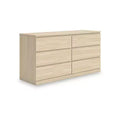 Signature Design by Ashley moderner Onita-Schrank mit 6 Schubladen, Kommode mit natürlicher brauner Holzoberfläche und grifflosem Design