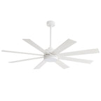 Ventilatore da soffitto nero da 65 pollici con 8 pale, LED, luce e telecomando