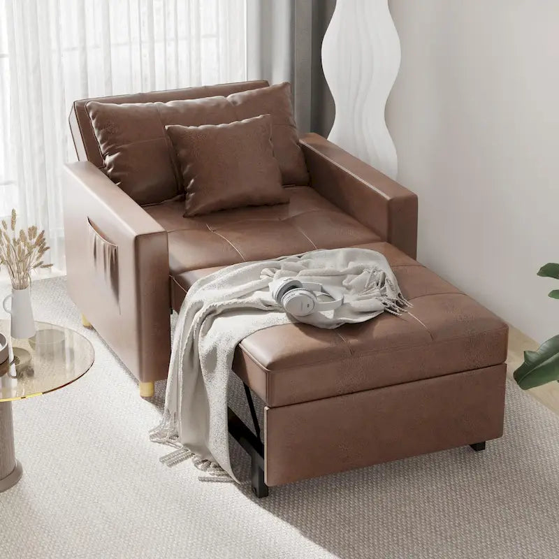 Poltrona letto regolabile, trasformabile 3-in-1, disponibile in più colori, per 1 persona