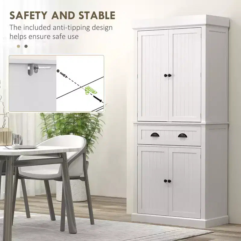 Credenza dispensa da cucina da 71 con luci LED, 6 ripiani sulle ante, un cassetto e 4 ripiani regolabili