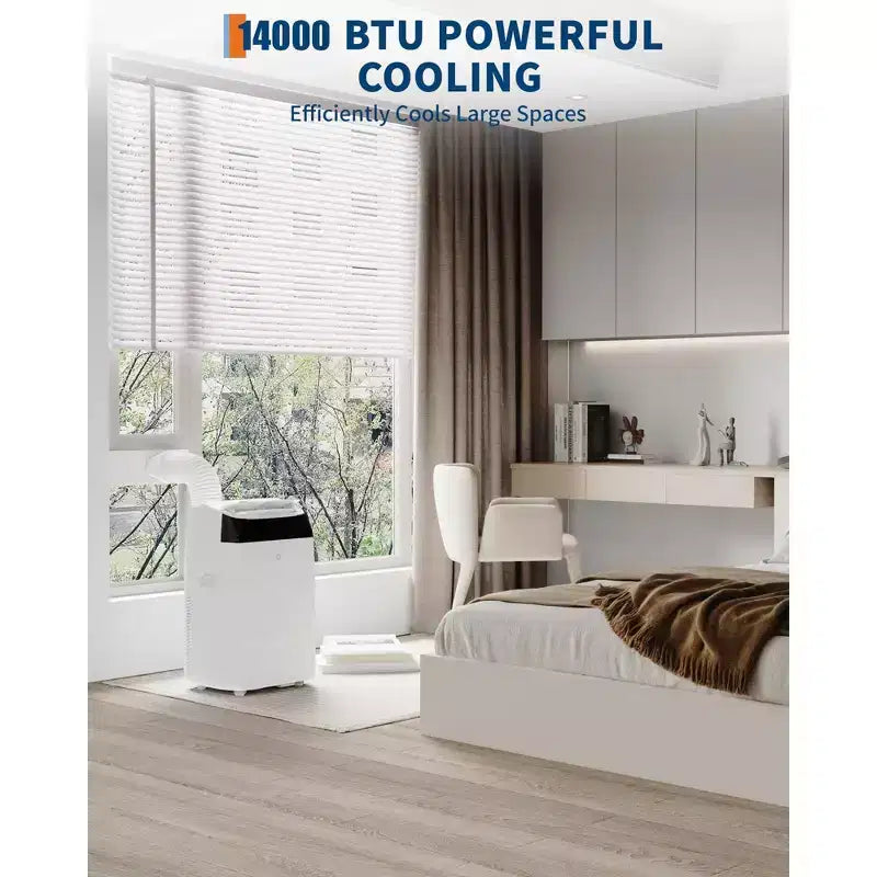 Airconditioners van 14.000 BTU, koelen tot 750 vierkante voet, draagbare 3-in-1-airconditioner met koel-, ontvochtigings- en ventilatormodi en afstandsbediening