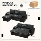 80 L-förmiges Schlafsofa, Schlafsofa mit ausziehbarem Bett, wendbares Schlafsofa