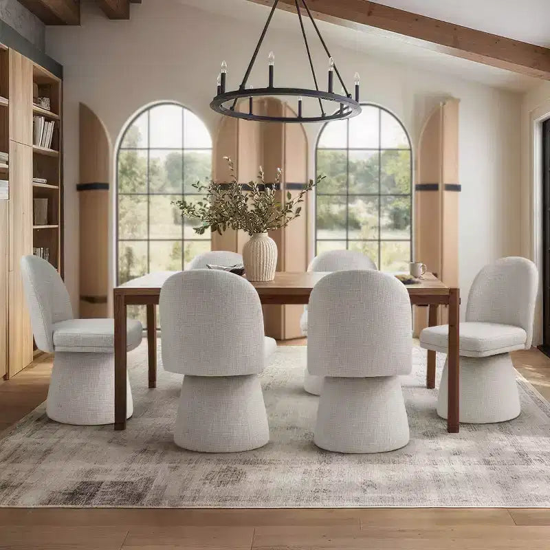 Set di 6 sedie da pranzo moderne girevoli a 360° senza braccioli, con base a piedistallo, eleganti sedie d'accento per cucina, sala da pranzo o ufficio-Panipeachy