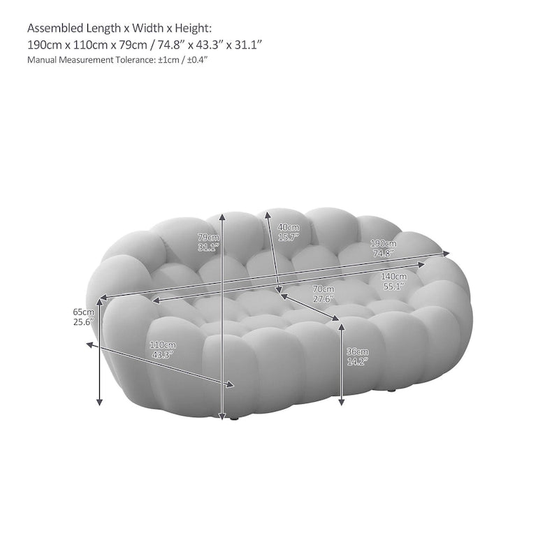 2-istuttava kuplamainen kaareva löhösohva, hunajakennokuvioinen 3D-kangaspäällinen, olohuoneeseen, salonkiin tai asuntoon