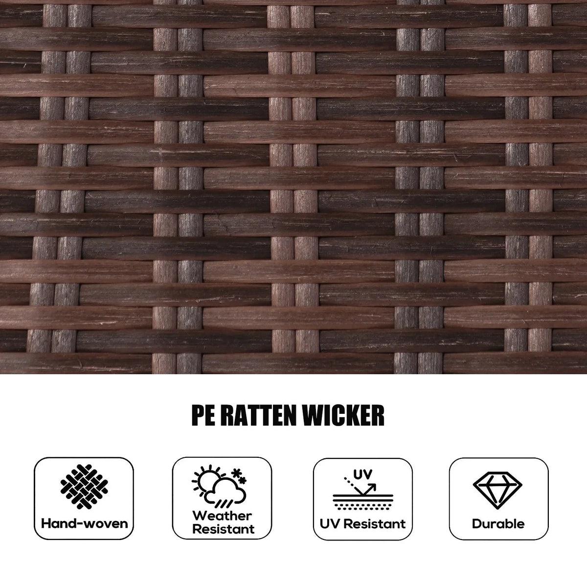 Set da pranzo rotondo da esterno in rattan intrecciato da 7 pezzi con cuscini di Moda Furnishings