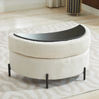 Sillón decorativo giratorio tapizado de 42.3W con 4 cojines y otomana de almacenamiento en forma de media luna