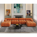 138' umbaubares modulares Ecksofa, U-förmige minimalistische Samtsofas