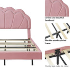 Set da camera da letto in 2 pezzi, letto a piattaforma matrimoniale LED con pouf contenitore