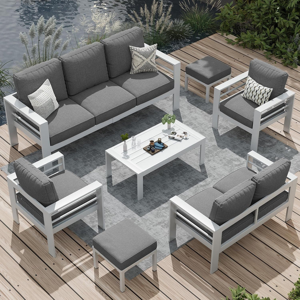 AECOJOY 7-częściowy aluminiowy zestaw mebli tarasowych do wypoczynku na świeżym powietrzu