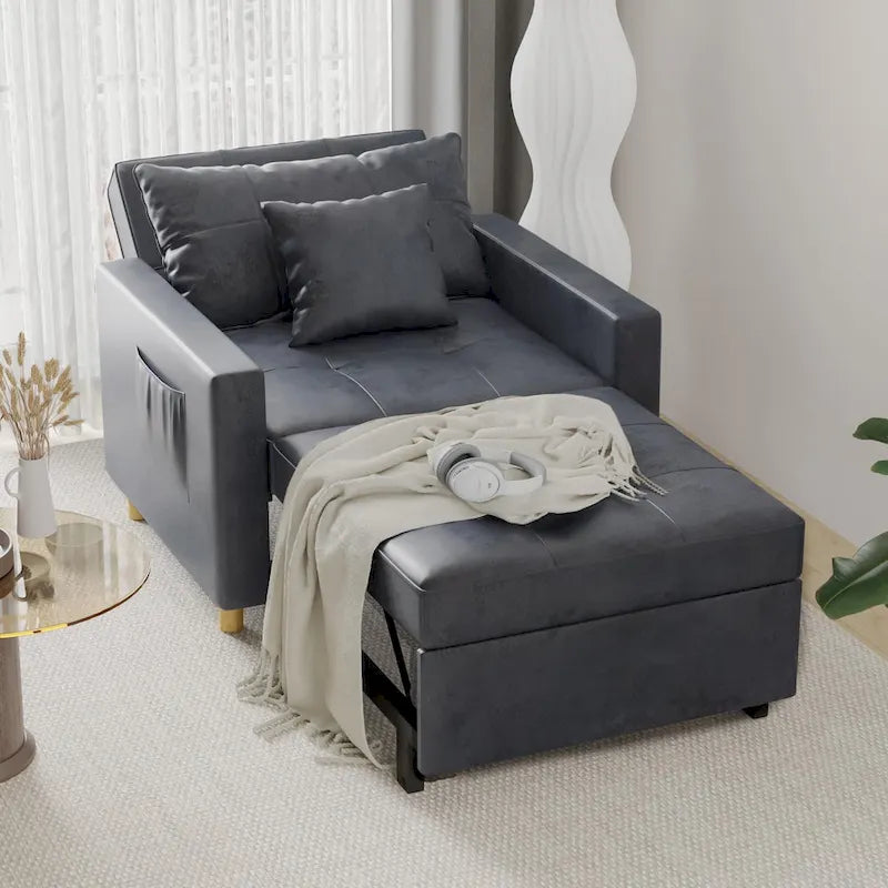 Poltrona letto regolabile, trasformabile 3-in-1, disponibile in più colori, per 1 persona