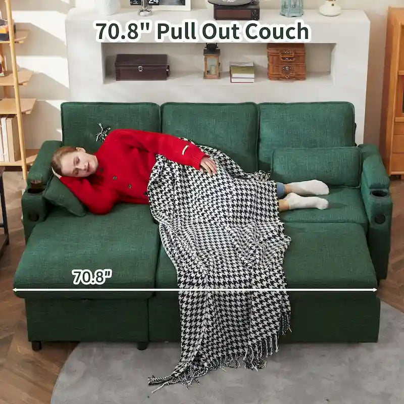 80 L-förmiges Schlafsofa, Schlafsofa mit ausziehbarem Bett, wendbares Schlafsofa