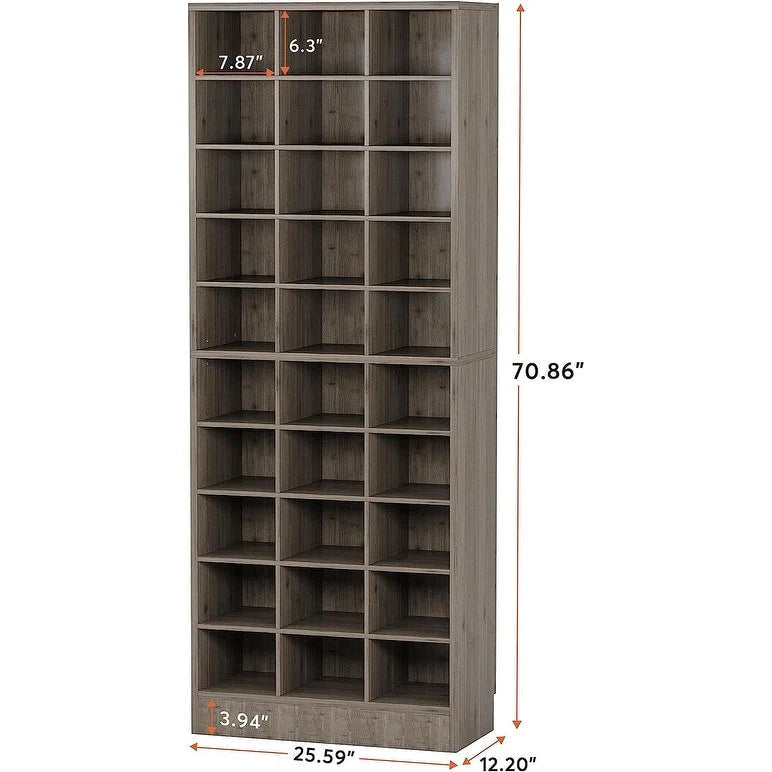 Meuble à chaussures haut pour 30 paires, étagère de rangement blanche en bois à 10 niveaux pour placard et entrée – 10 niveaux