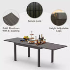 Okak aluminium eettafel voor patio, uitschuifbare tafel voor eetkamer en keuken