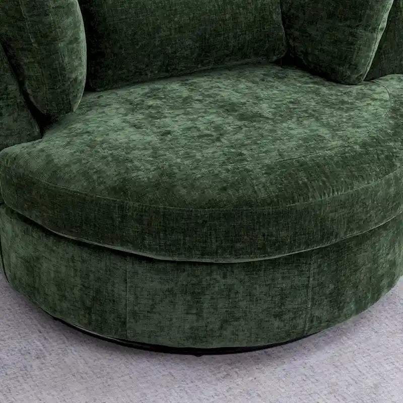 Sillón decorativo giratorio tapizado de 42.3W con 4 cojines y otomana de almacenamiento en forma de media luna