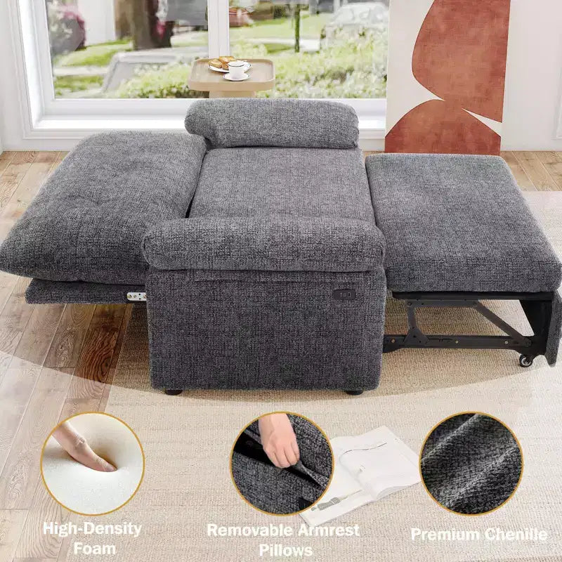 Sofá cama convertible 3 en 1 Dyonery, sofá cama extraíble con respaldo ajustable