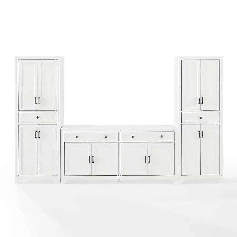 3-teiliges Tara-Sideboard- und Vorratsschrank-Set im Used-Look – Crosley