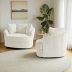 Set di 2 poltrone girevoli a conchiglia oversize da 43 W in morbido velluto a coste con cuscini