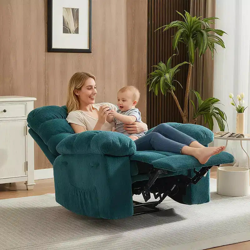 Sillón reclinable manual de tela transpirable y ergonómica con bolsillos laterales, sofá individual, adecuado para la sala de estar o el dormitorio