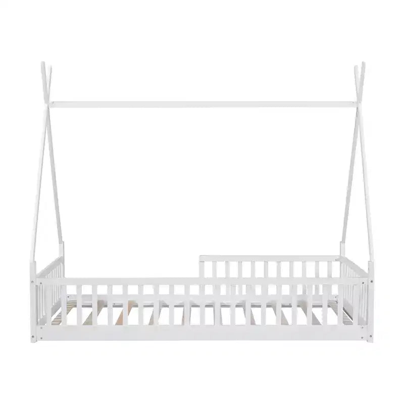 Letto a pavimento per bambini, letti a tenda singoli, letto Montessori a pavimento con doghe e sponde, struttura letto a casetta in legno per bambini e bambine