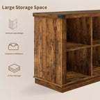 Libreria organizer con 8 scomparti, mobile orizzontale in stile rustico, libreria in legno da 62 pollici con vani portaoggetti per ingresso, libreria lunga e bassa per soggiorno