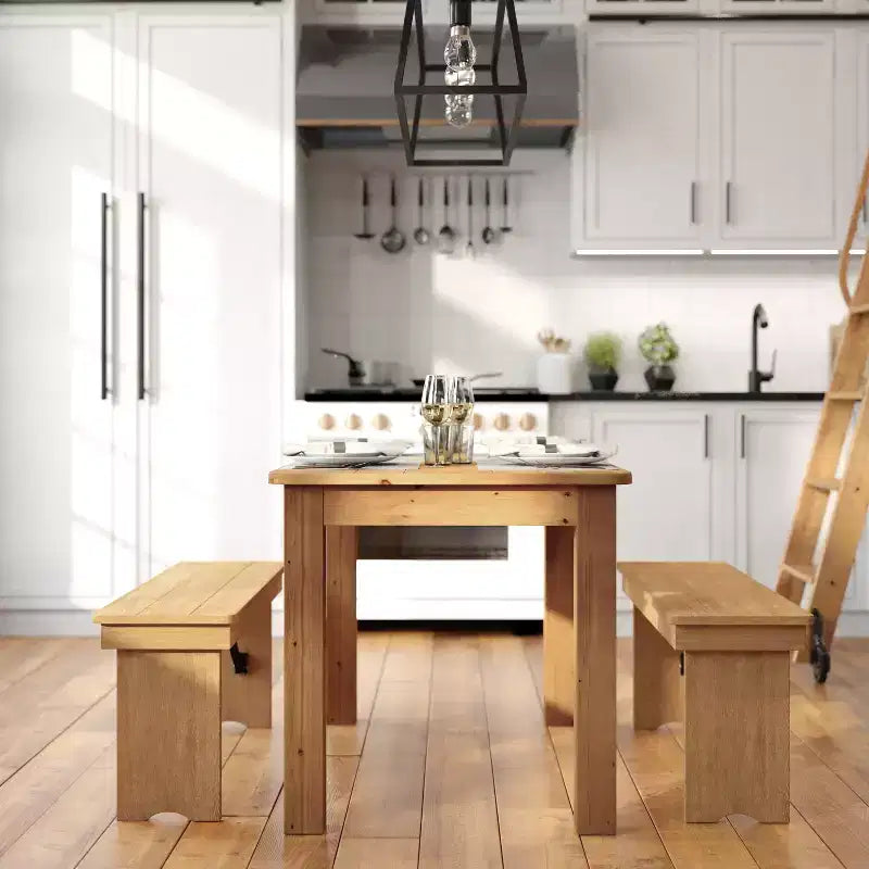 Mesa de comedor rústica Flash Furniture de pino macizo, rectangular, de 46 x 30