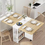 Mesa de comedor plegable para cocina, mesa de comedor que ahorra espacio, mesa de cocina extensible con ala abatible y 6 ruedas para espacios pequeños