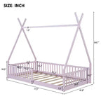 Letto a pavimento per bambini, letti a tenda singoli, letto Montessori a pavimento con doghe e sponde, struttura letto a casetta in legno per bambini e bambine