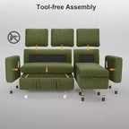Sofá cama extraíble 2 en 1 Dyonery con chaise longue con almacenamiento, sofá seccional de pana C con puertos USB para sala de estar