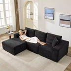 Sofá moderno 108, sofá tapizado de 3 plazas en forma de L con cojines, asiento profundo, no requiere montaje