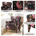 Araceli traditionele houten bloemenfauteuil met bekleding, hoge rugleuning en sierspijkerrand| ART OF LIVING DESIGNS