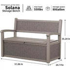 Panca contenitore in resina per tutte le condizioni atmosferiche con scomparto nascosto con serratura, design effetto rattan, portata di 500 lb, capacità di 70 galloni