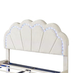 Set da camera da letto in 2 pezzi, letto a piattaforma matrimoniale LED con pouf contenitore
