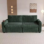 Dyonery 91 Eckschlafsofa mit ausziehbarem Bett, verstellbarer Rückenlehne, zwei ausziehbaren Betten, USB-Anschlüssen und Getränkehaltern, weicher Cordbezug