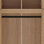 Armario ropero alto de 70,87 pulgadas con 8 puertas y gran capacidad, barra para colgar, estantes ajustables y puertas decorativas de ratán