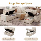 Divano componibile letto modulare Dyonery 112 con letto estraibile, divano componibile a U con contenitore, sedute extra larghe e profonde per il soggiorno