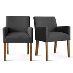 6er-Set gepolsterte Esszimmerstühle mit Armlehnen, moderne Leinen-Sessel mit Holzbeinen, Akzentstühle für Esszimmer und Wohnzimmer – Panipeachy
