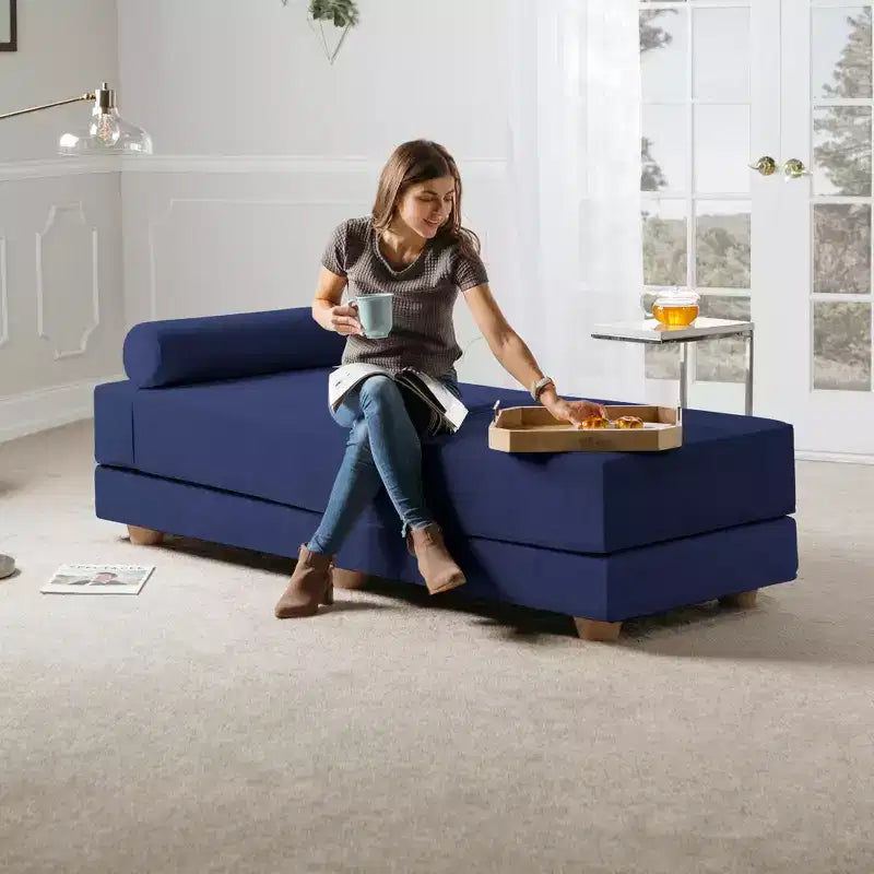 Päivävuode / ulosvedettävä queen-size-vuodesohva – mikrosametti