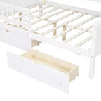 Estructura de cama tipo casita de tamaño completo con cajones, cama plataforma tipo casita con luces LED, estantes y cajones de almacenamiento, diván de madera con techo y barandilla