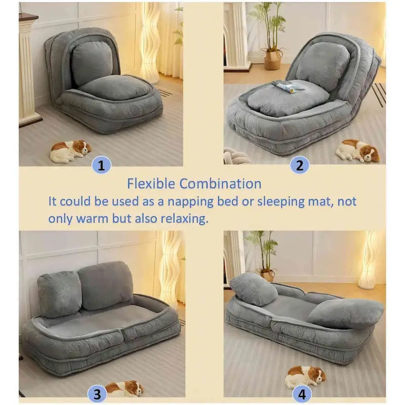 Fauteuil-canapé relax, 5 positions réglables, s’assoit, dort, se plie, idéal pour la chambre ou le salon