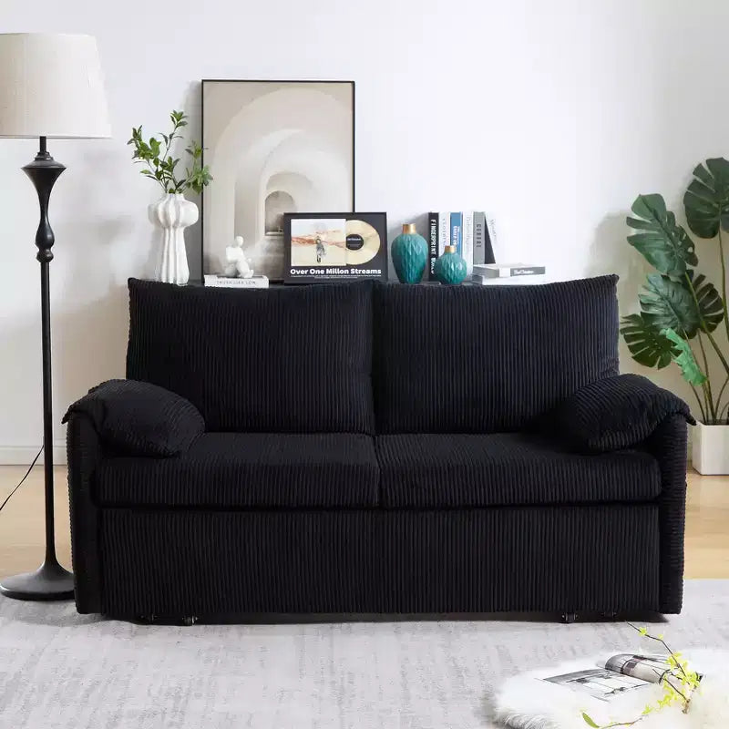 Divano letto in velluto a coste convertibile 3-in-1 da 64,5 con letto estraibile