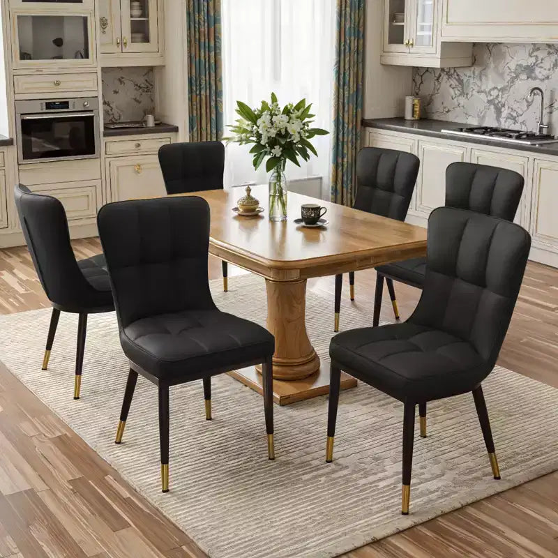 Bekrvio Esszimmerstuhl-Set mit 6 Stühlen, moderne gepolsterte Sitze aus Kunstleder mit hoher Rückenlehne, Metallbeine, armlehnenlose Küchenstühle für Ess- und Wohnzimmer